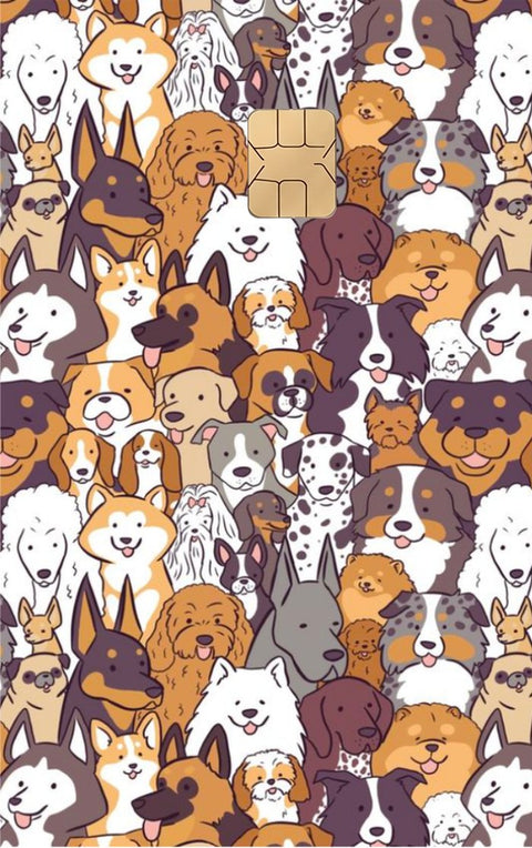 Dogs card sticker on a bank card