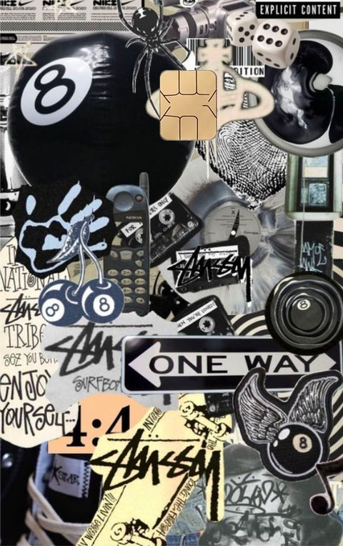 Eightball Popart card sticker on a bank card