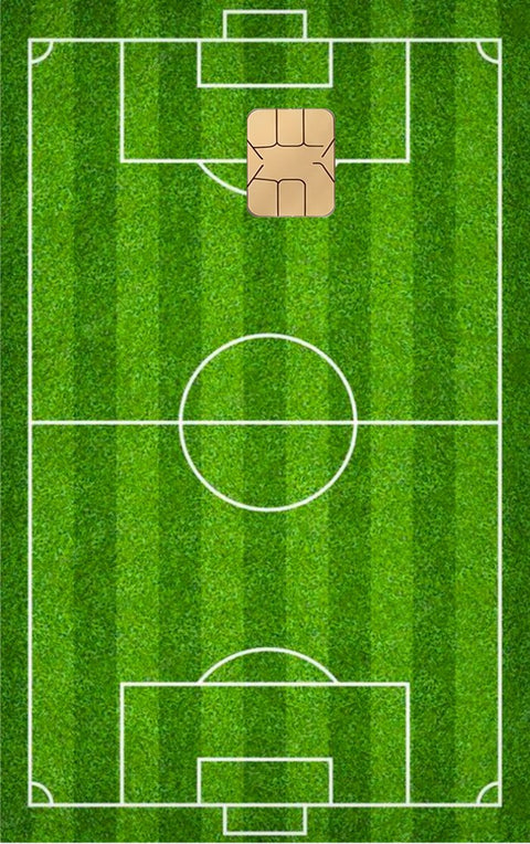 Football Field card sticker on a bank card