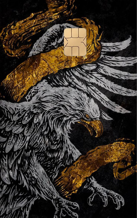 Golden Majesty card sticker on a bank card