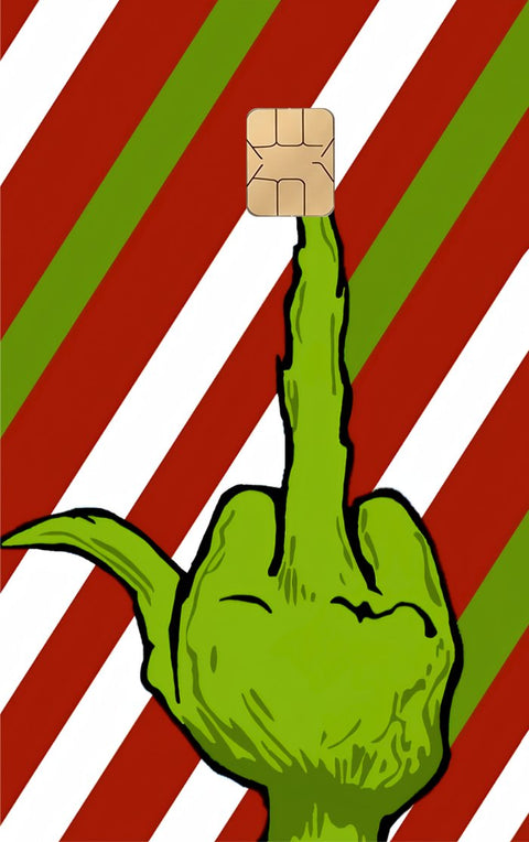 Grinch card sticker on a bank card