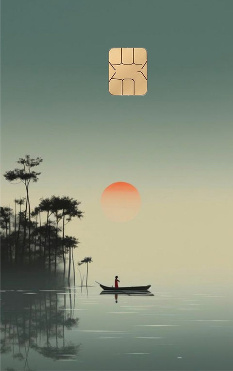 Japan card sticker on a bank card