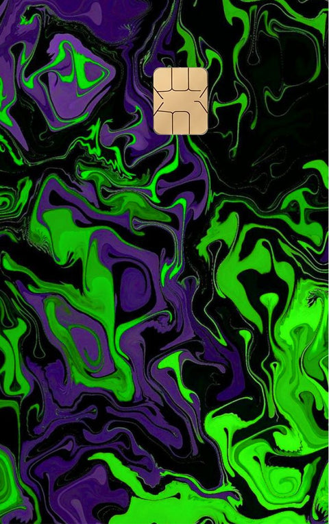 Neon Green card sticker on a bank card