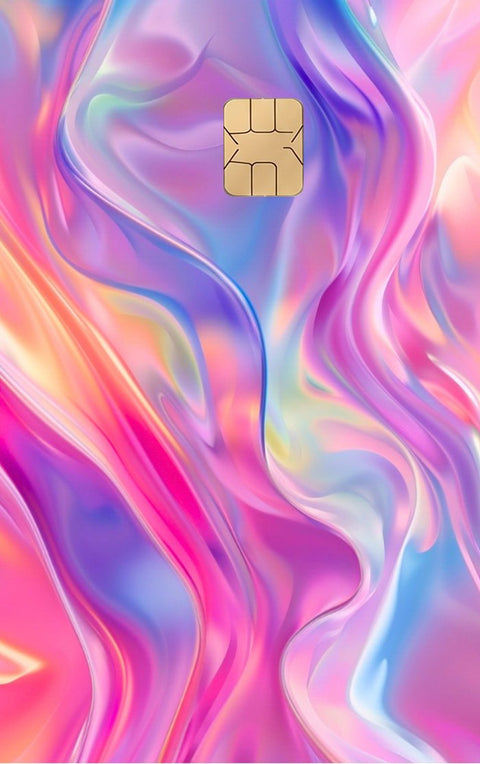 Pink Rainbow card sticker on a bank card