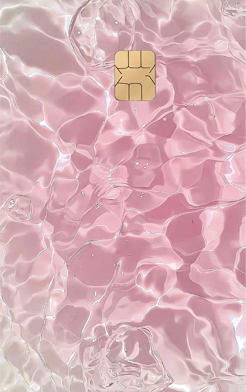 Pink Water card sticker on a bank card