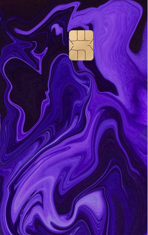 Purple Liquid card sticker on a bank card