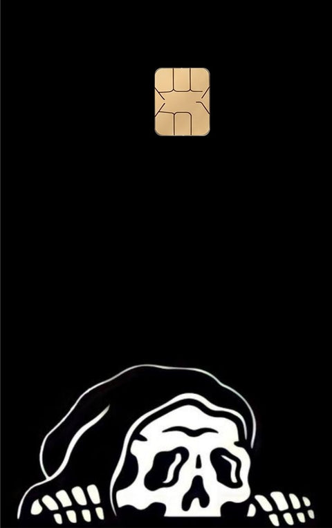 Skeleton card sticker on a bank card