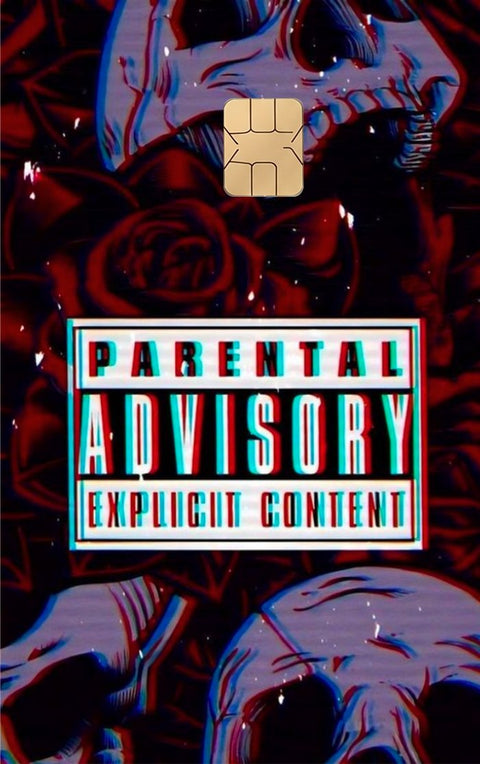 Parental Advisory card sticker on a bank card