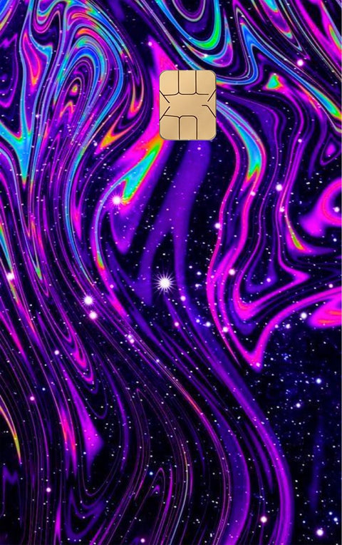 Trippy Purple card sticker on a bank card