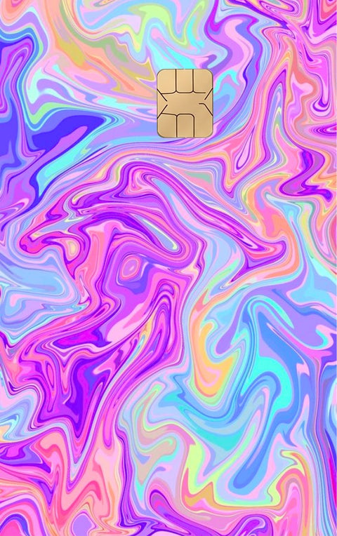 Trippy Rainbow card sticker on a bank card