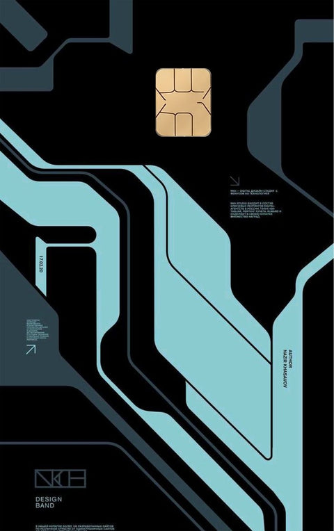 Turquoise Technology card sticker on a bank card