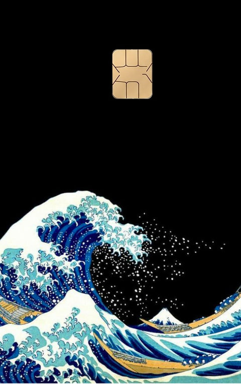Waves card sticker on a bank card