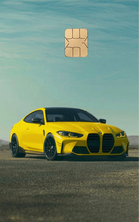 Car card sticker design 112, a yellow sports car