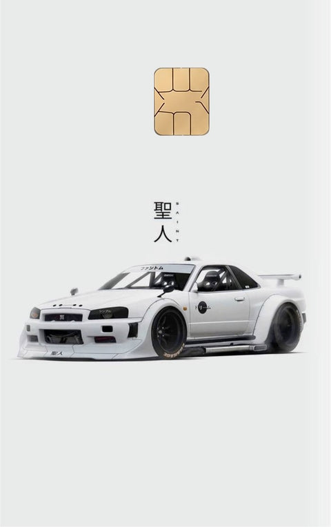 Car card sticker design 117, a white JDM coupe